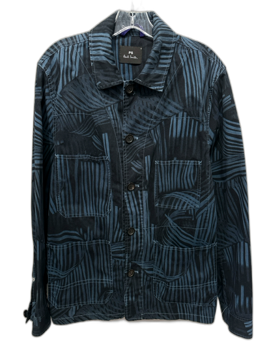 Paul Smith Size M Blue & Black Cotton All Over Print Buttons Men's Jacket Blue & Black / M