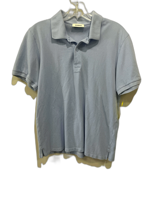Sandro Size S Light blue Cotton Solid Polo Men's Short Sleeve Light blue / S