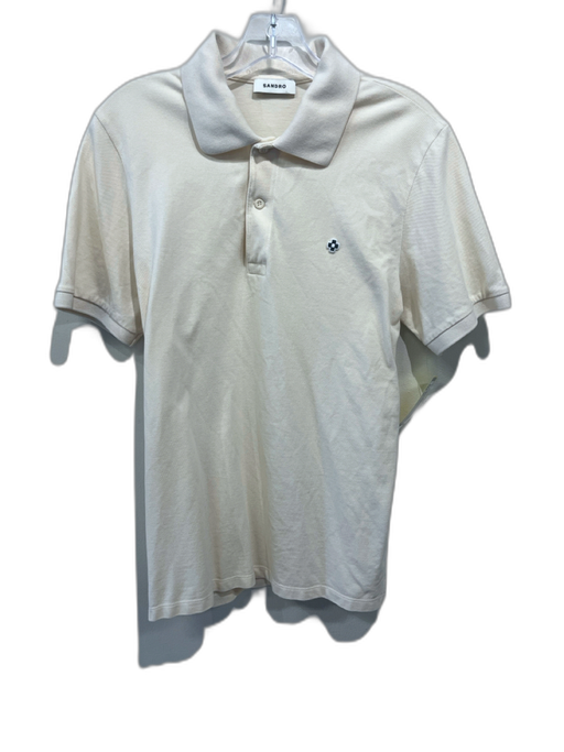 Sandro Size S Beige Cotton Solid Polo Men's Short Sleeve Beige / S