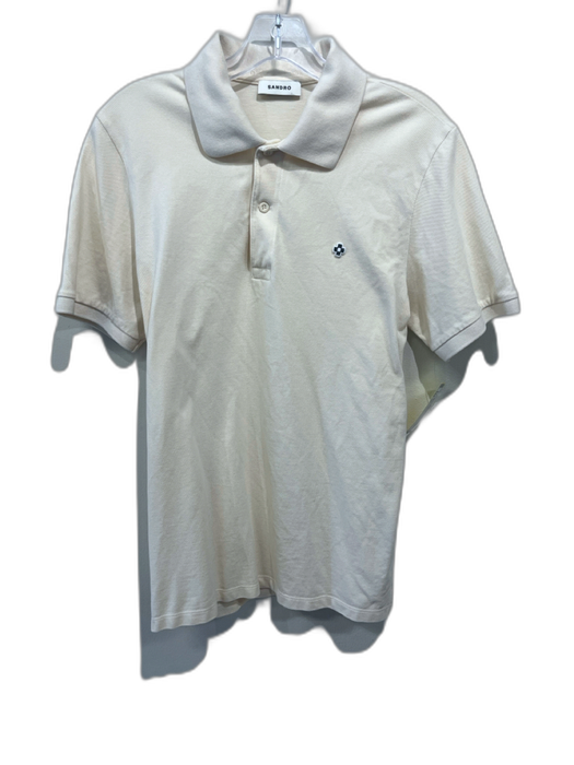 Sandro Size S Beige Cotton Solid Polo Men's Short Sleeve Beige / S