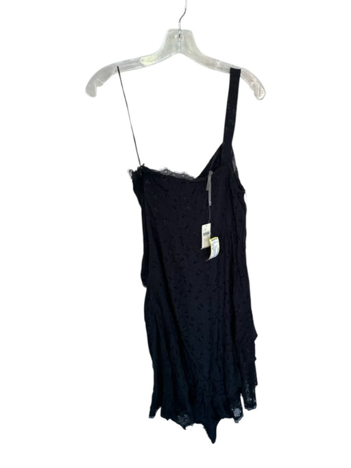 By Anthropologie Size 10 Black Viscose One Shoulder Lace Detail Maxi Dress Black / 10