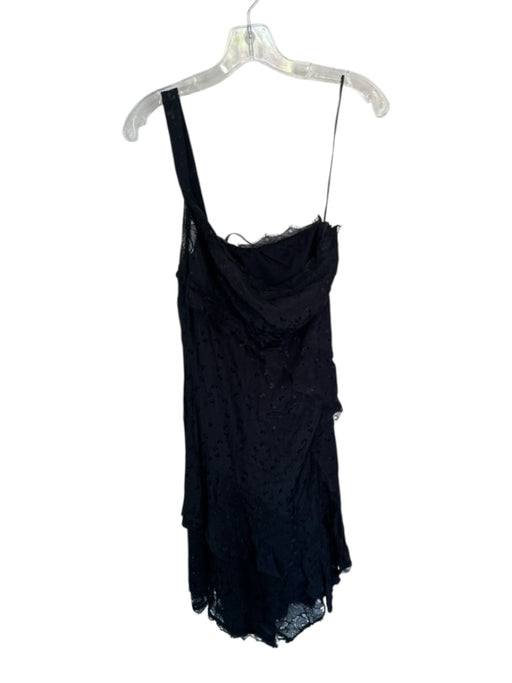 By Anthropologie Size 10 Black Viscose One Shoulder Lace Detail Maxi Dress Black / 10