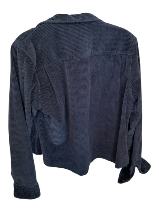 LL Bean Size M Indigo Corduroy Raw Hem Button Up Collar front pocket Jacket Indigo / M