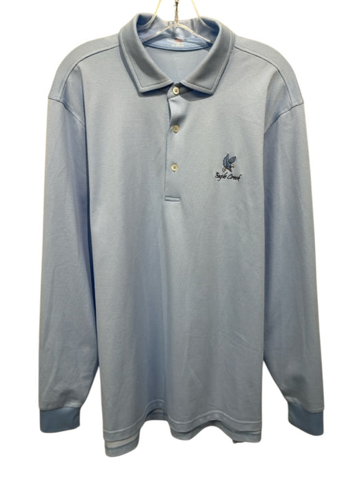 Fairway & Greene Size L Light blue Synthetic Solid Polo Men's Long Sleeve Shirt Light blue / L