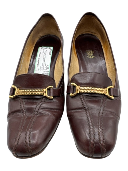 Gucci Shoe Size 39.5 Brown Leather Block Heel Goldtone Hardware Pumps Brown / 39.5