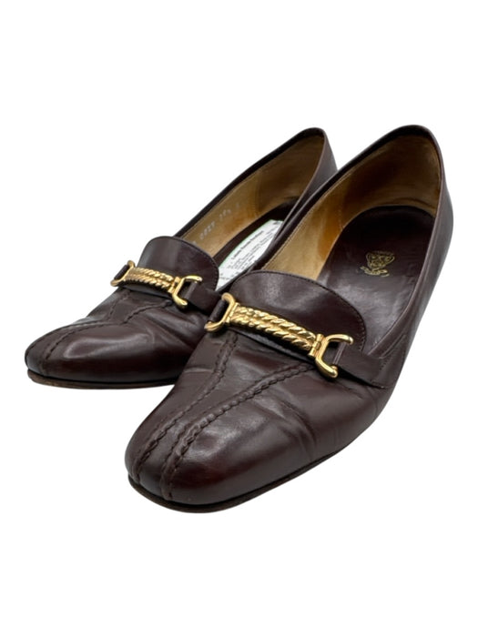Gucci Shoe Size 39.5 Brown Leather Block Heel Goldtone Hardware Pumps Brown / 39.5