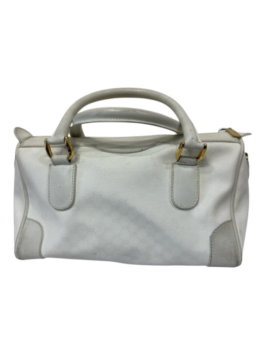 Gucci White Coated Canvas Zip Close Top Handle Goldtone Hardware Bag White / S