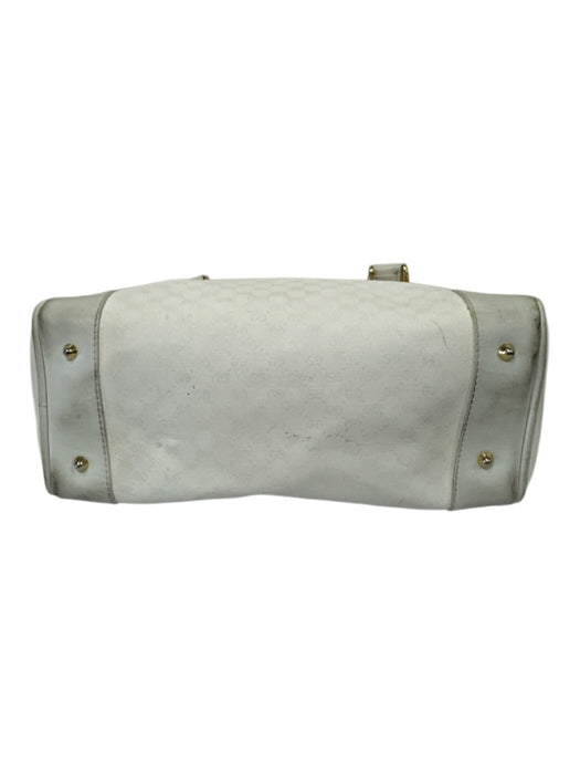 Gucci White Coated Canvas Zip Close Top Handle Goldtone Hardware Bag White / S