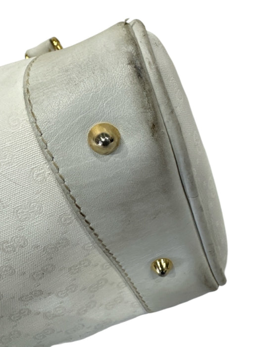 Gucci White Coated Canvas Zip Close Top Handle Goldtone Hardware Bag White / S