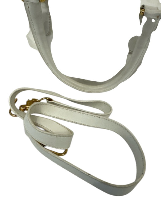 Gucci White Coated Canvas Zip Close Top Handle Goldtone Hardware Bag White / S