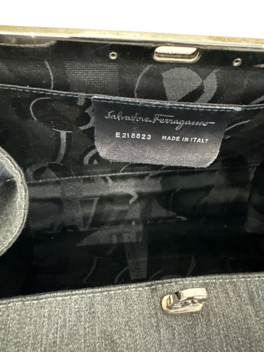 Ferragamo Grey Textile Shoulder Strap Silver Hardware Denim Bag Grey / S