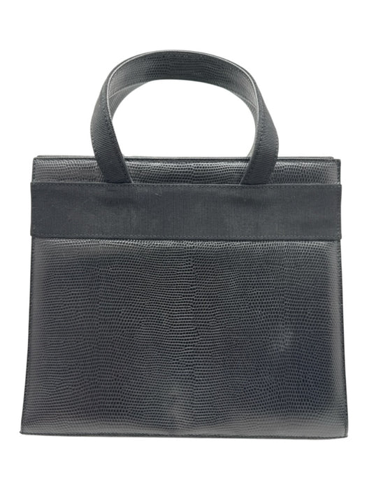 Ferragamo Black Leather Top Handle Gold Hardware Bow Detail Magnetic Clasp Bag Black / Mini