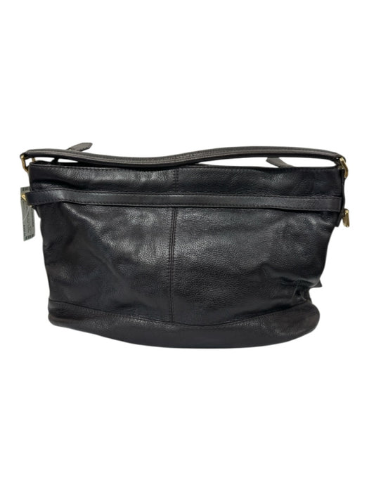 Burberry Dark Brown Leather Zip Close Gold Tone Hardware Messenger Bag Dark Brown