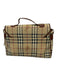 Burberry Tan & multi Coated Canvas Magnetic Closure Tartan Lined Top Handle Bag Tan & multi / S