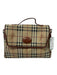 Burberry Tan & multi Coated Canvas Magnetic Closure Tartan Lined Top Handle Bag Tan & multi / S