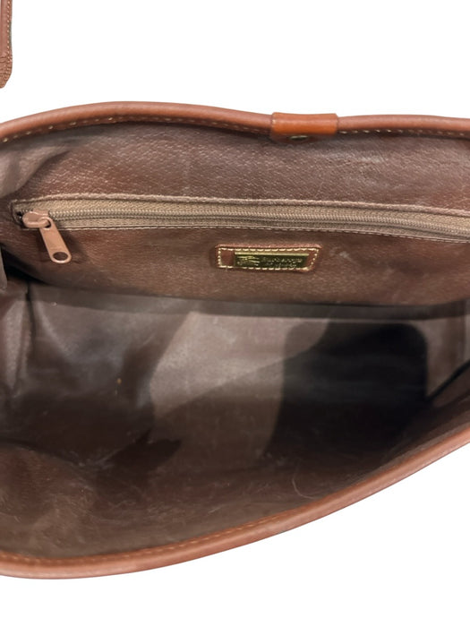 Burberry Tan & multi Coated Canvas Magnetic Closure Tartan Lined Top Handle Bag Tan & multi / S