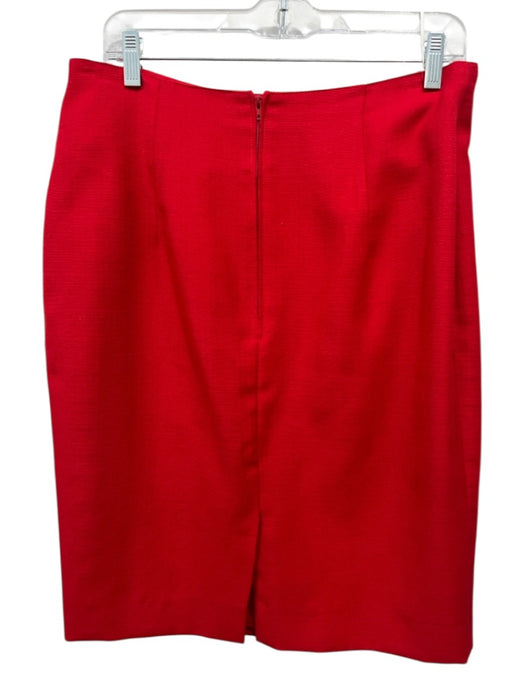 Bally Size 44/46 Red Polyester Blend Button Front Contrast Pockets Skirt Set Red / 44/46