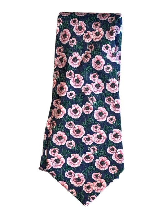 Thomas Pink Navy & Pink Silk Floral Men's Ties Navy & Pink