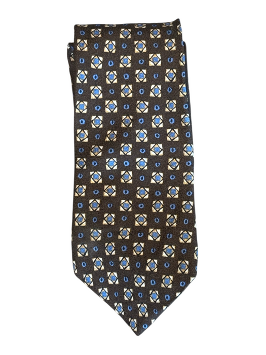 Barney's Brown & Blue Silk Abstract Men's Ties Brown & Blue