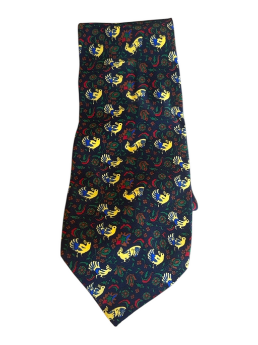 Dior Navy & Yellow Silk Floral Men's Ties Navy & Yellow