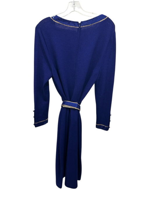 St. John Evening Size 12 Indigo Blue & Gold Missing Fabric Tag Knit Dress Indigo Blue & Gold / 12