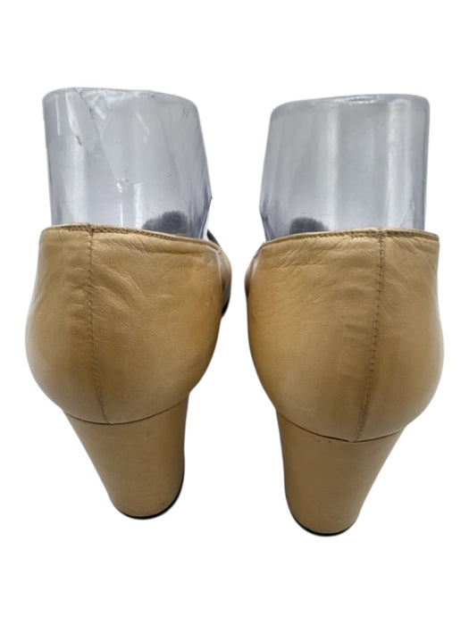 Chanel Shoe Size 40 Tan Leather Cap Toe Block Heel Slip On Pumps Tan / 40