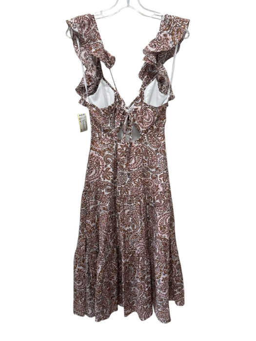 Minkpink Size XS White, Pink & Brown Viscose Blend Paisley Print Tiered Dress White, Pink & Brown / XS