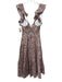 Minkpink Size XS White, Pink & Brown Viscose Blend Paisley Print Tiered Dress White, Pink & Brown / XS