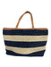Tory Burch White, Brown, Navy Leather Woven Raffia Stripe Bag White, Brown, Navy