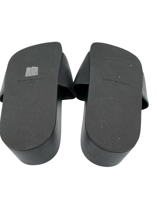 Tory Burch Shoe Size 10 Black & Gold Leather Slide Gold Button Detail Sandals Black & Gold / 10