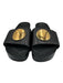 Tory Burch Shoe Size 10 Black & Gold Leather Slide Gold Button Detail Sandals Black & Gold / 10