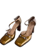 Gucci Shoe Size 38.5 Mustard Patent Leather Silver Hardware High Heel Shoes Mustard / 38.5