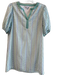 S'edge Size M Green, White & Blue Polyester Collarless Balloon Sleeve Dress Green, White & Blue / M
