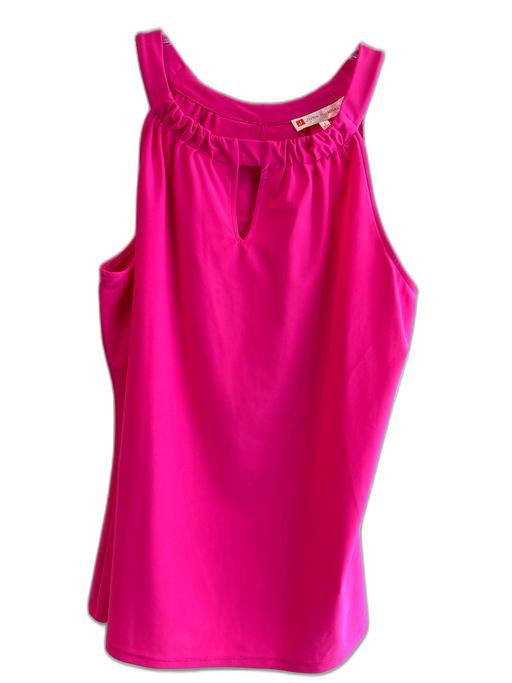 Jude Connally Size L Pink Nylon & Spandex Boat Neck Sleeveless Solid Color Top Pink / L
