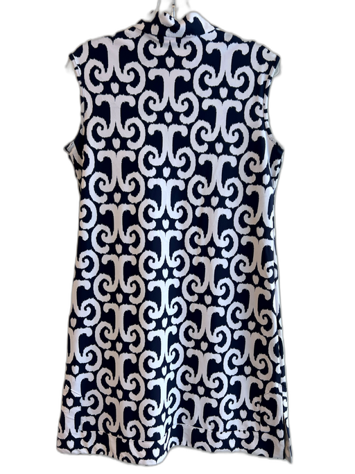 Jude Connally Size M White & Blue Nylon & Spandex Collarless V Neck print Dress White & Blue / M