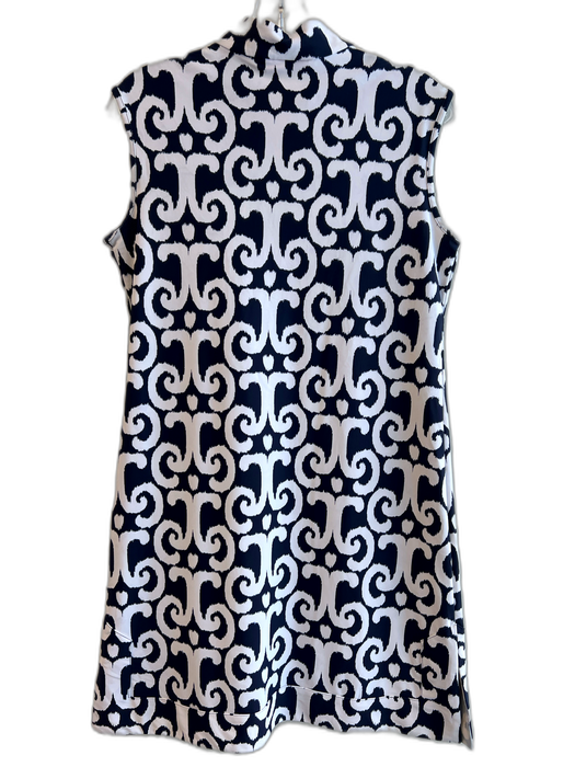 Jude Connally Size M White & Blue Nylon & Spandex Collarless V Neck print Dress White & Blue / M