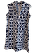 Jude Connally Size M White & Blue Nylon & Spandex Collarless V Neck print Dress White & Blue / M