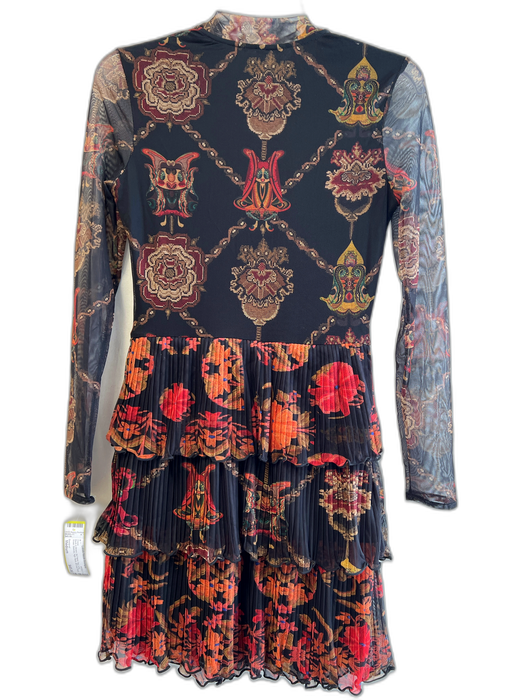 Desigual Size Medium Black & Brown No Fabric Tag Long Sheer Sleeves Dress Black & Brown / Medium