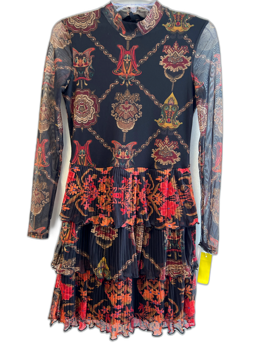 Desigual Size Medium Black & Brown No Fabric Tag Long Sheer Sleeves Dress Black & Brown / Medium