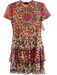 Desigual Size Medium Tan & Orange Polyester Short Sleeve Round Neck Floral Dress Tan & Orange / Medium