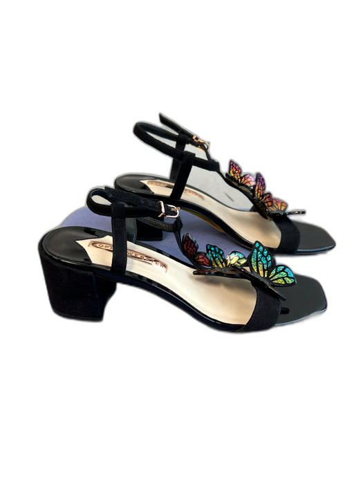 Sophia Webster Shoe Size 38 Black Patent Leather Butterfly Open Toe & Heel Shoes Black / 38
