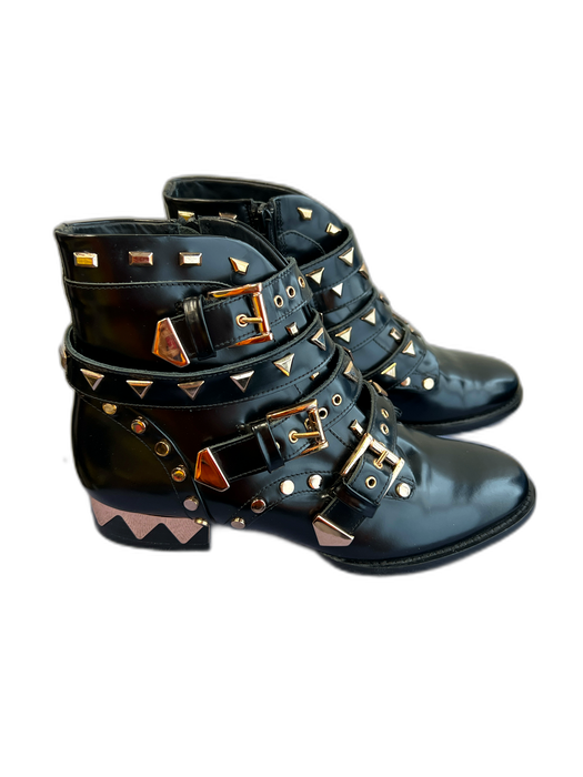 Sophia Webster Shoe Size 38 Black Leather Rosegold Hardware Studs Booties Black / 38