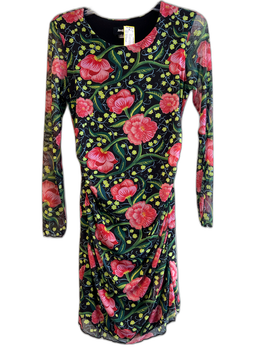 Desigual Size Est Small Black, Green & Pink Print No Fabric Tag Boat Neck Dress Black, Green & Pink Print / Est Small
