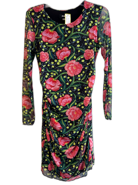 Desigual Size Est Small Black, Green & Pink Print No Fabric Tag Boat Neck Dress Black, Green & Pink Print / Est Small