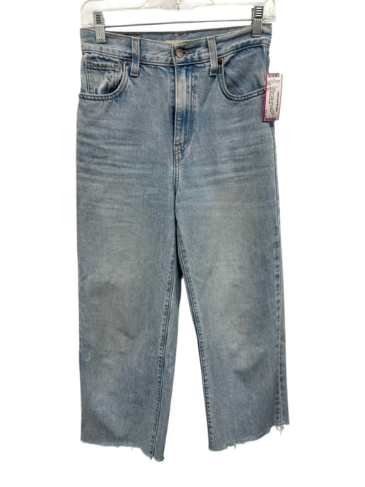Levi Size 25 Light Wash Cotton Denim Raw Hem High Rise Straight Leg Jeans Light Wash / 25
