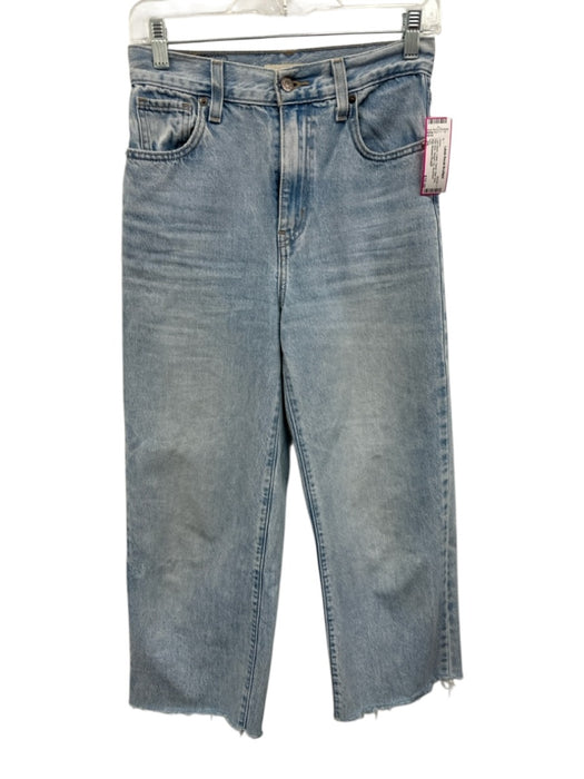 Levi Size 25 Light Wash Cotton Denim Raw Hem High Rise Straight Leg Jeans Light Wash / 25