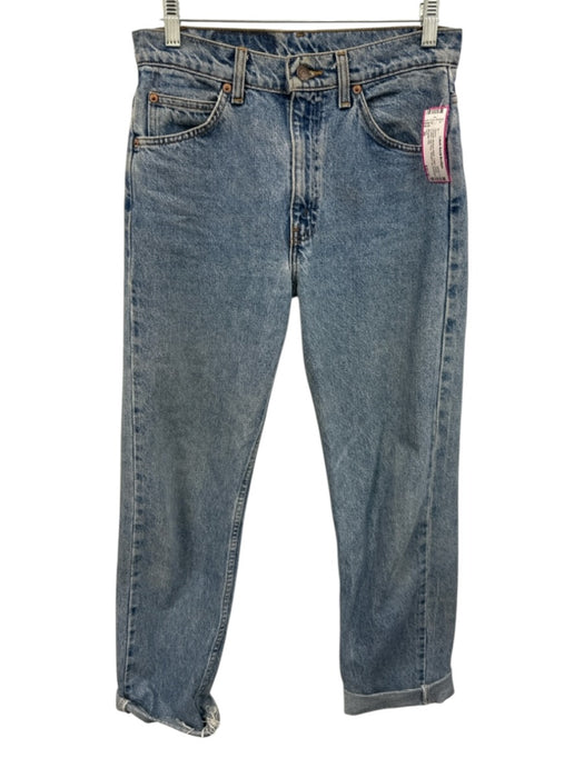Levi Size 30 Medium Wash Cotton Denim Cuffed High Rise Straight Leg Jeans Medium Wash / 30