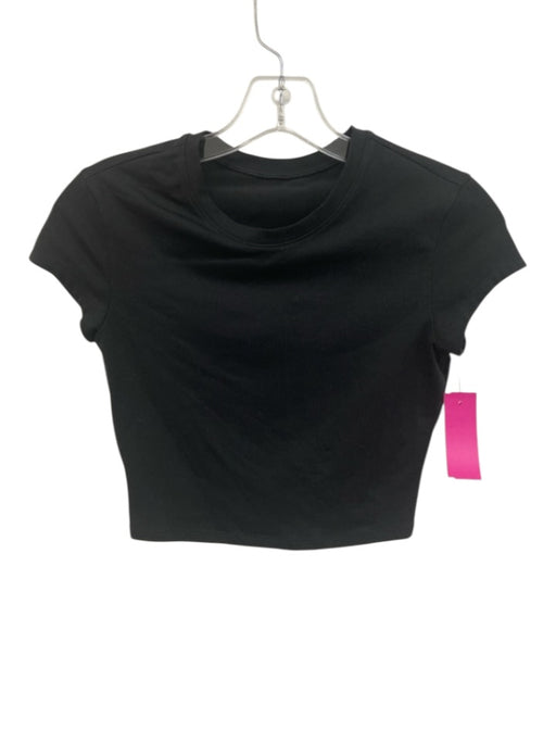Alo Size Est S Black Short Sleeve Crew Neck Cropped Top Black / Est S