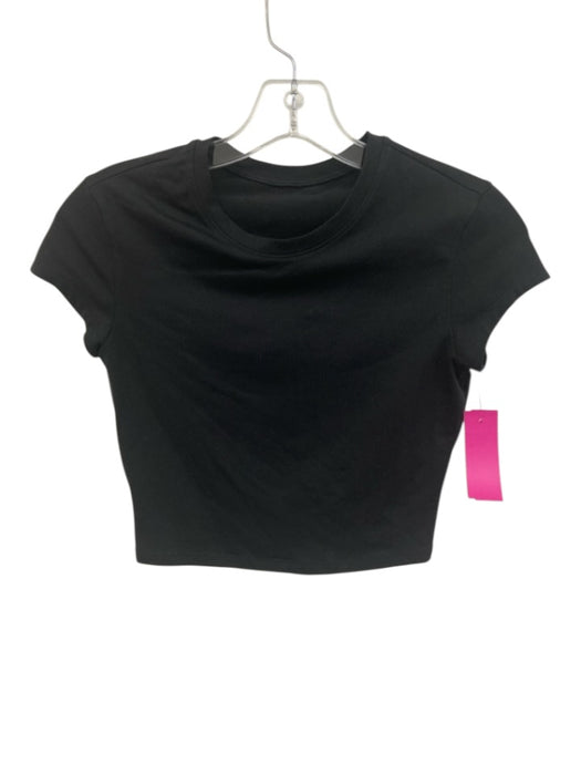 Alo Size Est S Black Short Sleeve Crew Neck Cropped Top Black / Est S