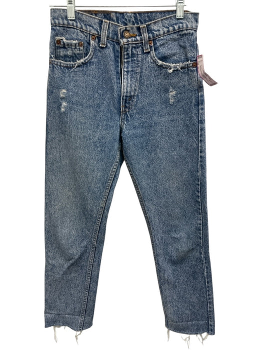 Levi Size 29 Medium Wash Cotton Denim Distressed High Rise Straight Leg Jeans Medium Wash / 29